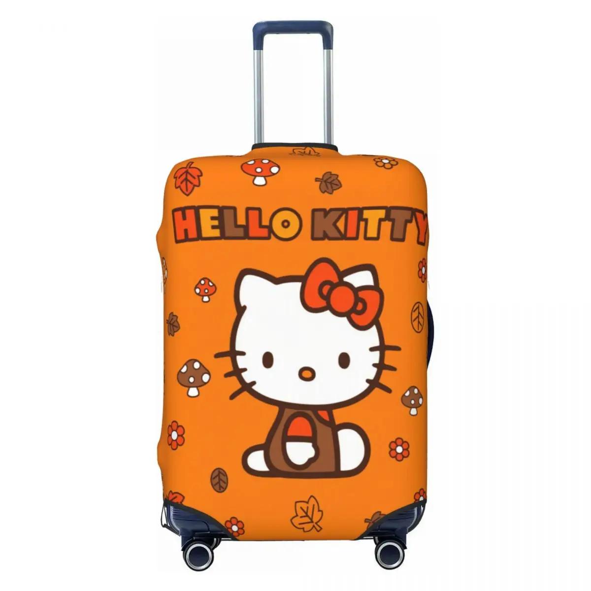 

Custom Autumn Leaves Hello Kitty Luggage Cover Funny Cartoon Cat Suitcase Protector Covers Suit For 18-32 inch