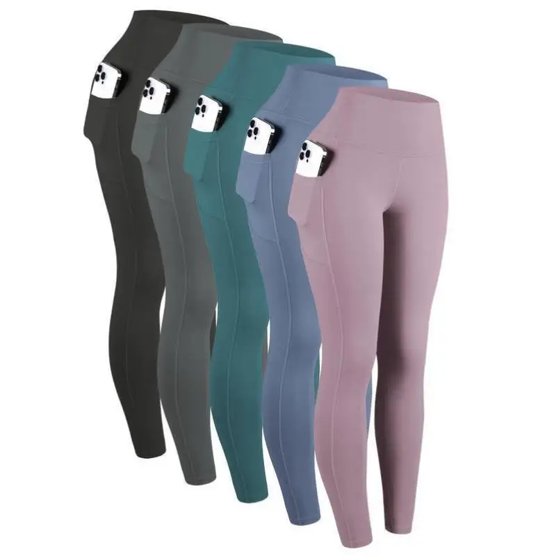 

High Waist Side ket Women's Tight Pants Butt Lifting Casual Straight Leg Trousers ex High Waist Biker Pants