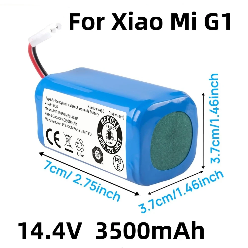 

14.4V 3500mAh 4S1P Li-ion Battery for XIAOMI MIJIA Mi Robot Vacuum-Mop MJSTG1 Replacement Compatible SKV4136GL H18650CH R30 R35