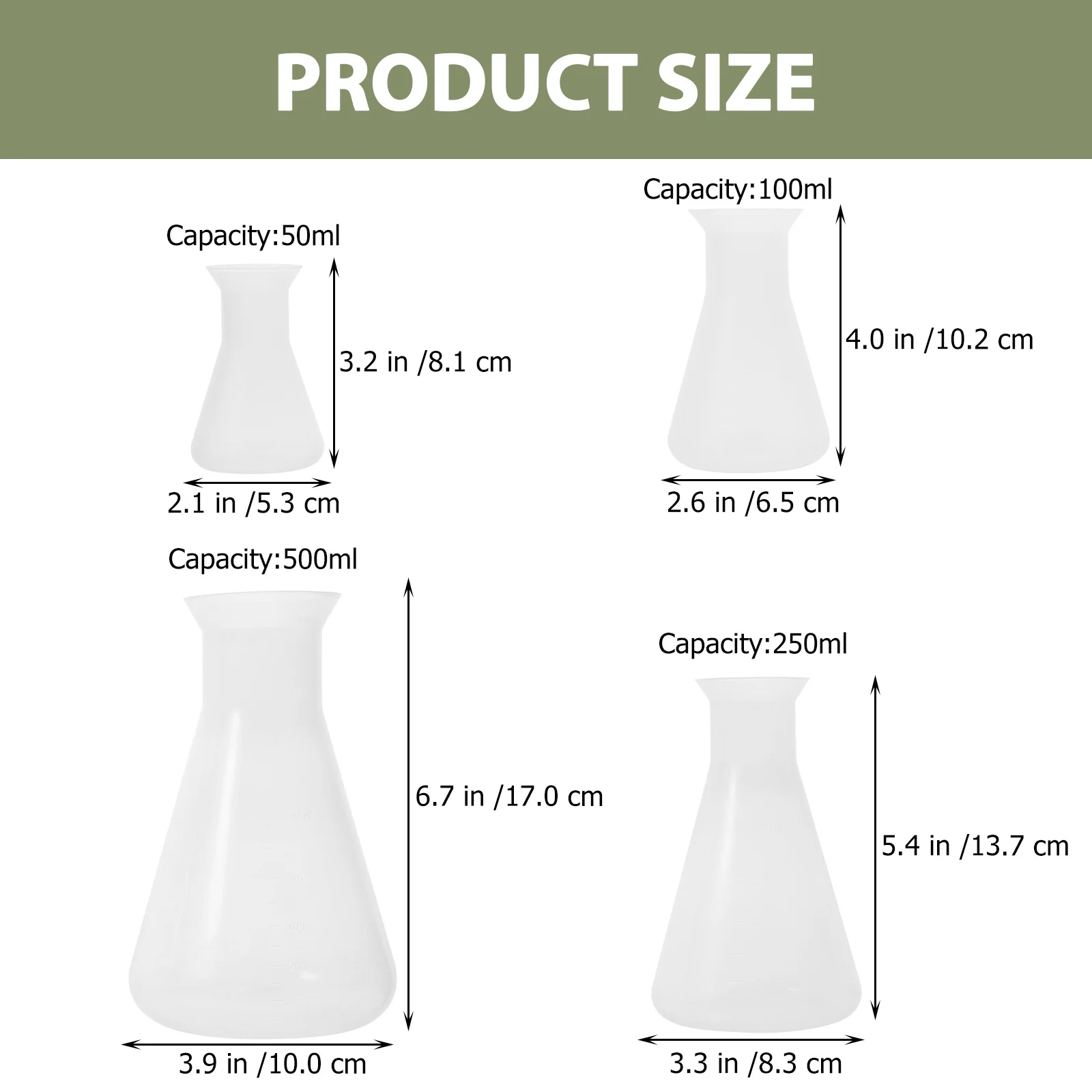 

4Pcs Erlenmeyer Flask Set Premium Laboratory Experimental Scaling Chemistry Conical Clear Measurement Glassware