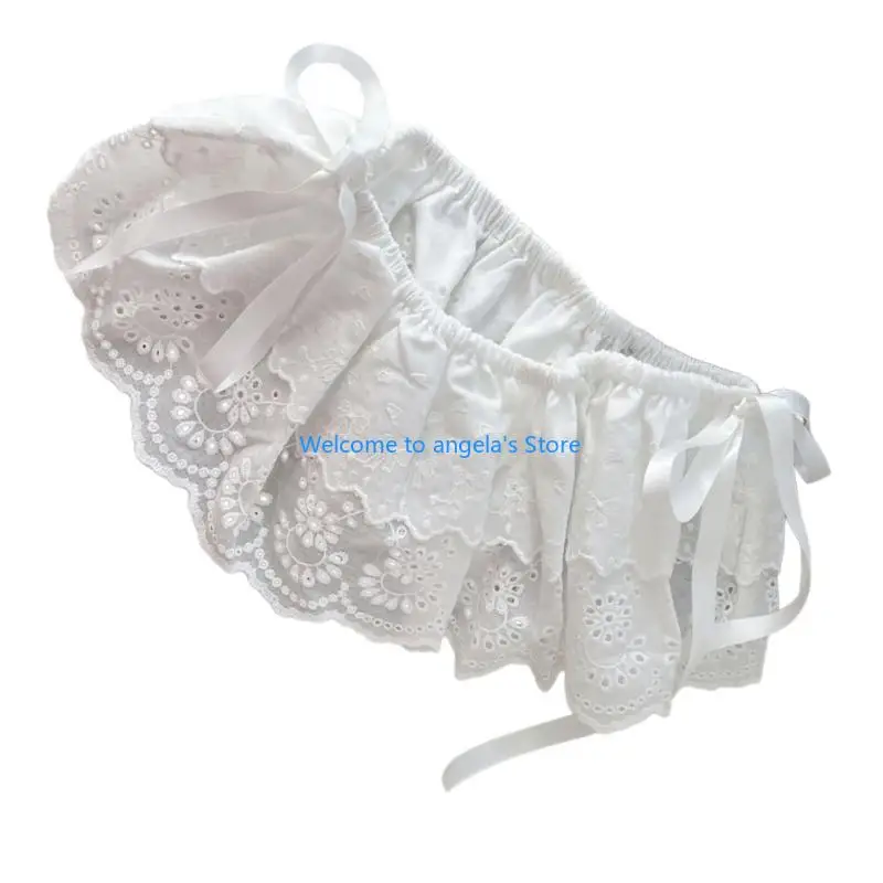 

X4YC Elastic Waist Tiered Ruffled Lace Faux Top Lower Apron Skirt Ballet Styles A-Line Mini Skirt Shirt Extender for Women