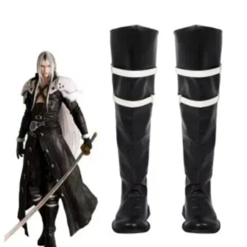 

Game Final Fantasy VII Косплей Обувь для возрождения, черные кожаные ботинки для мужчин, обувь для вечеринки на Хэллоуин