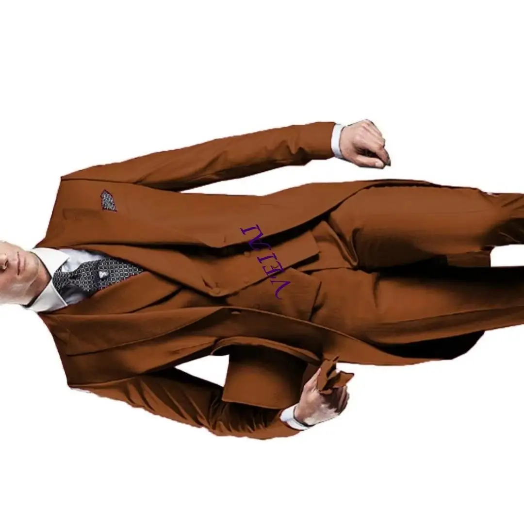 Traje de esmoquin monocromático de 3 piezas personalizado para hombre, conjunto de blazer, chaleco y pantalón para ocasiones formales, bodas y negocios.