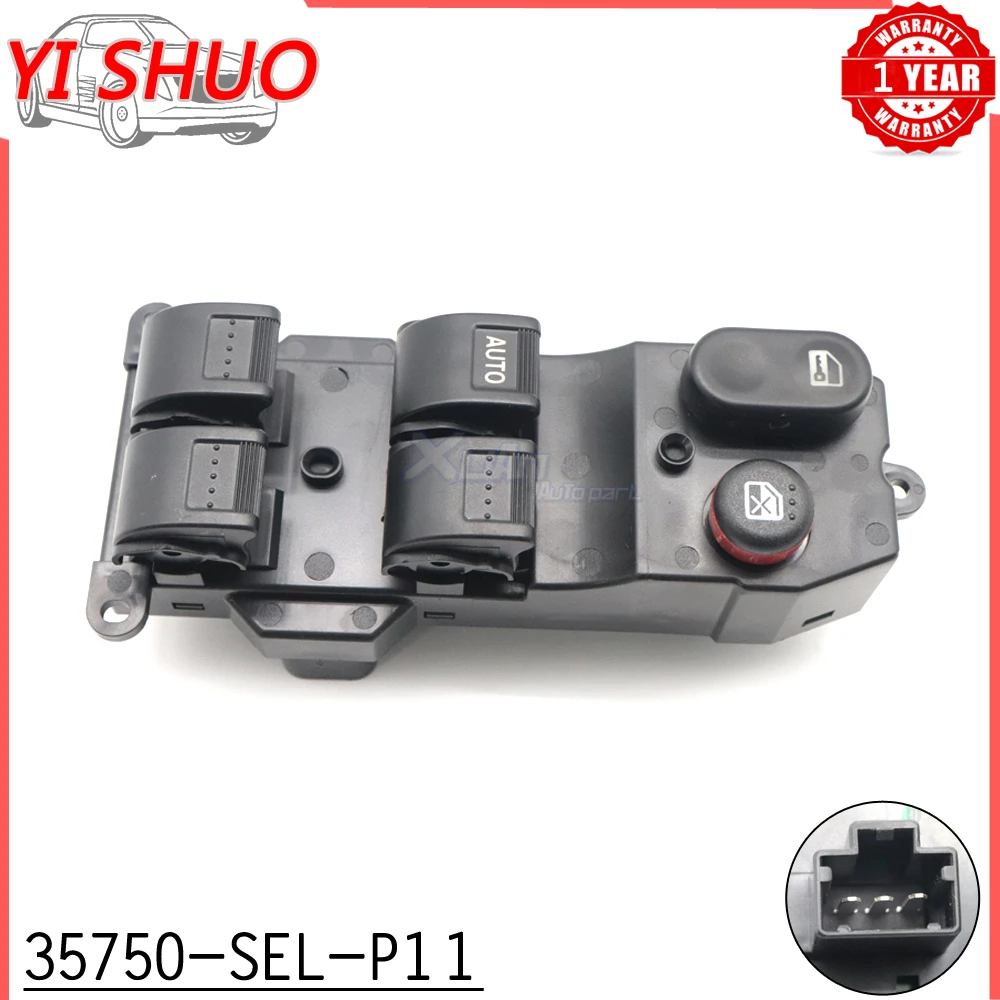 35750-SEL-P11 1PCS Car Power Master Window Lifter Switch For Honda City Fit Sport Base LX DX 2007 2008