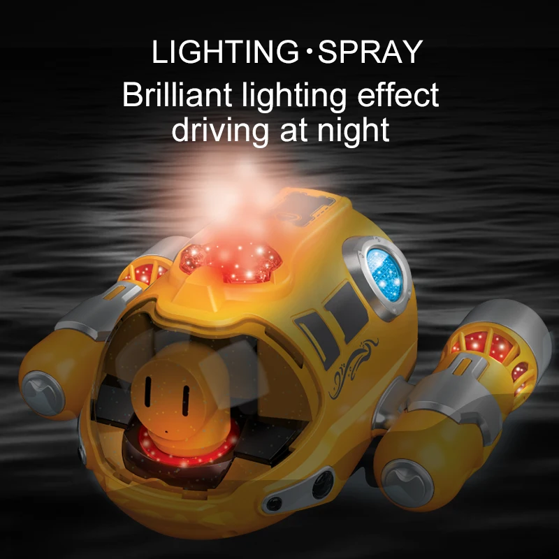 2.4GHz Remote Control Motorboat Waterproof Spray Swimming Pool Bathing RC Steamboat Toys For Boys And Girls Children's Gift