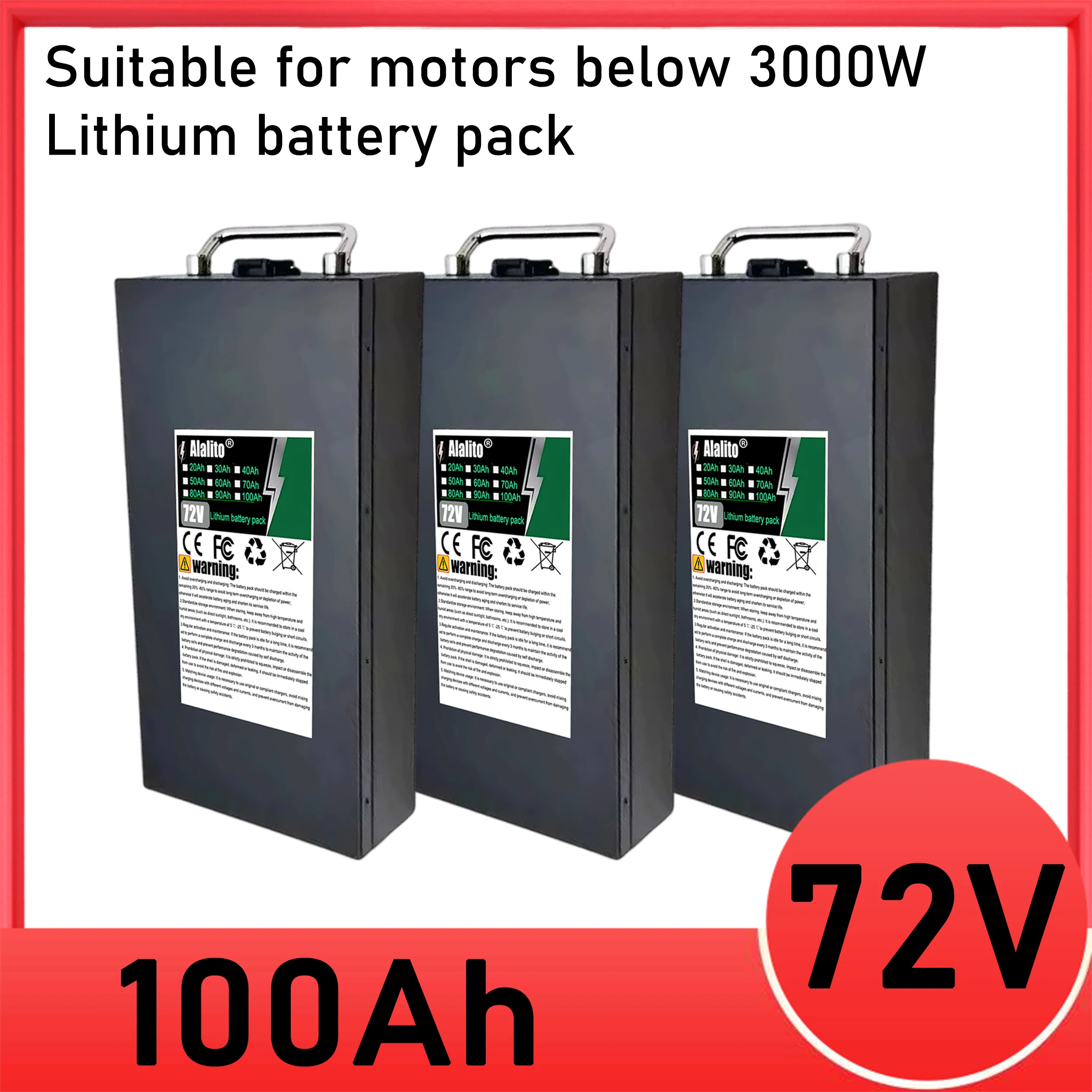 

Air fast transportation New Full Capacity Power 18650 Lithium Battery 72V 20Ah-100Ah Lithium Battery Pack Suitable for 250-3000W