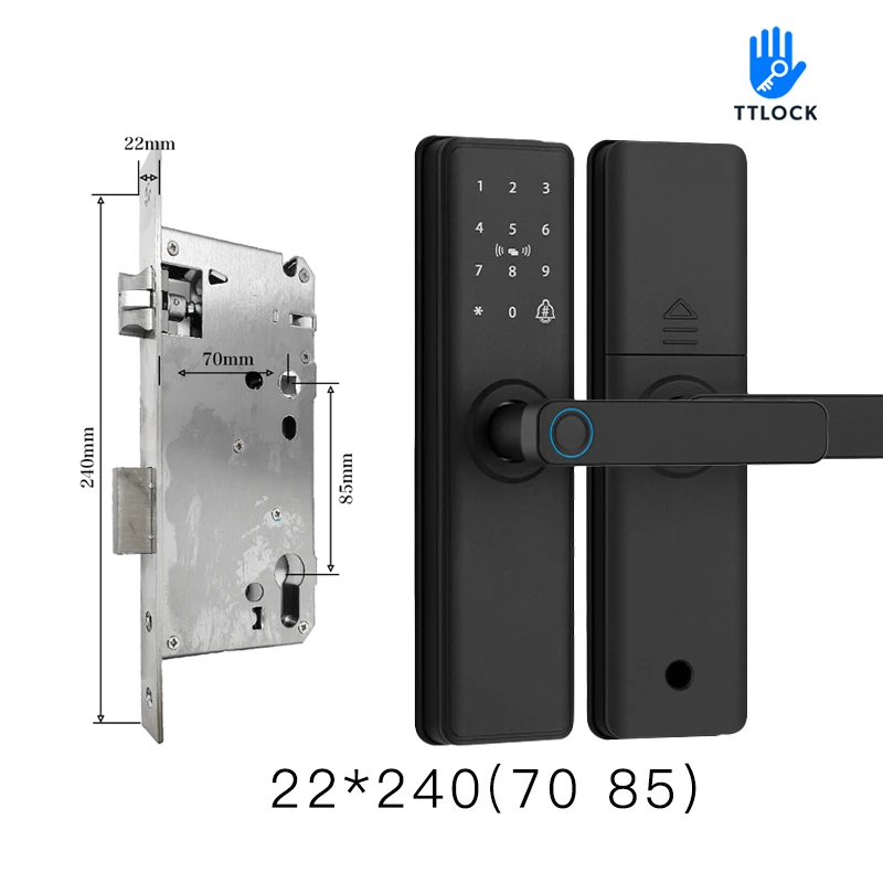 2026 Smart Door Lock With Bluetooth-compatible TTLock APP Digital Electronic Lock Smart Home Wooden Door Lock Fingerprint image 3