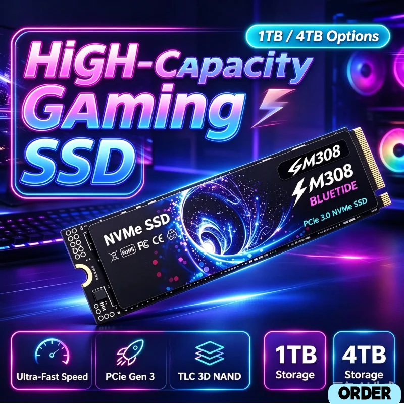 Original GM308 NVMe SSD 500GB-4TB M.2 2280 PCIe Gen3.0 x3 Internal Solid State Drive for Laptop & Desktop Upgrade