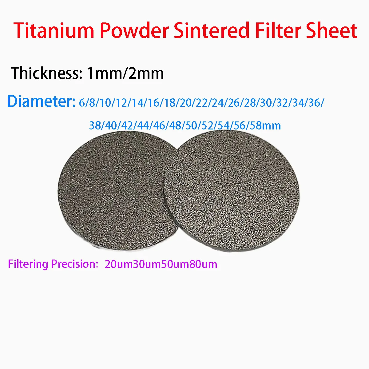1pcs Pure Titanium Filter Plate, Titanium Powder Sintered Sheet, Circular Plate, Titanium Porous Material, Water Filtration