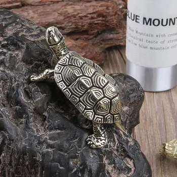 純銅龜雕像 復古黃銅烏龜擺飾 桌上風水擺飾 微縮模型 古董茶寵工藝品禮品 8 最佳銷售 風水雕像 - №2