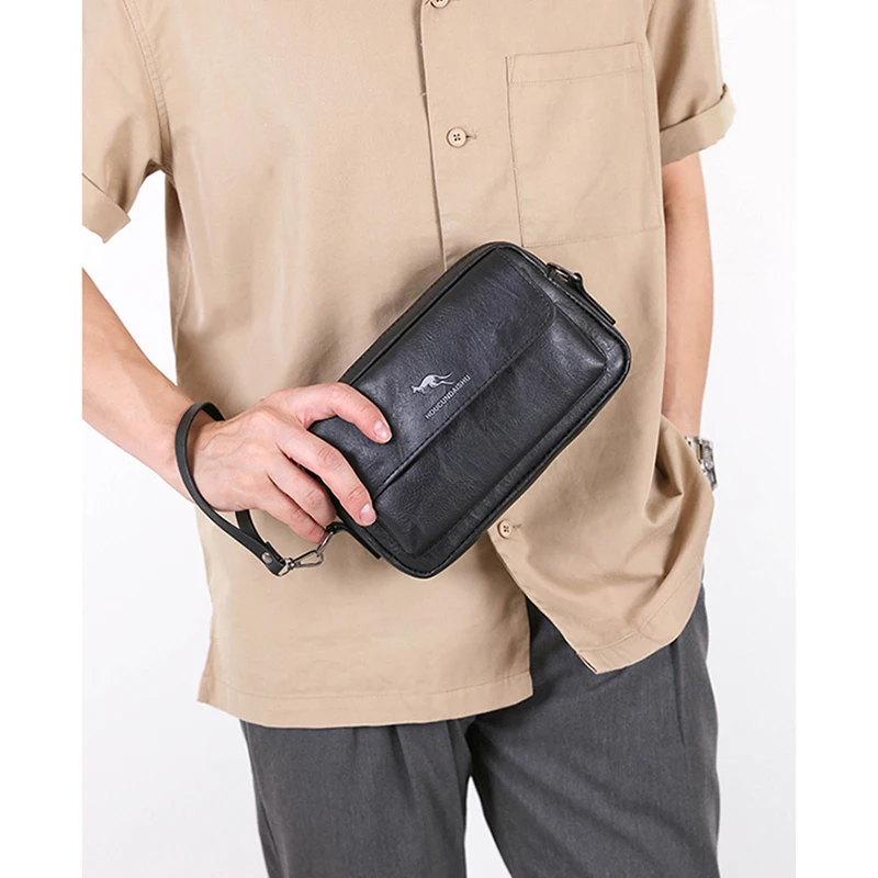 Pochette en cuir PU pour homme, portefeuille long, mini sac à main initié, carré, porte-cartes de rangement, téléphone, accessoires, poudres