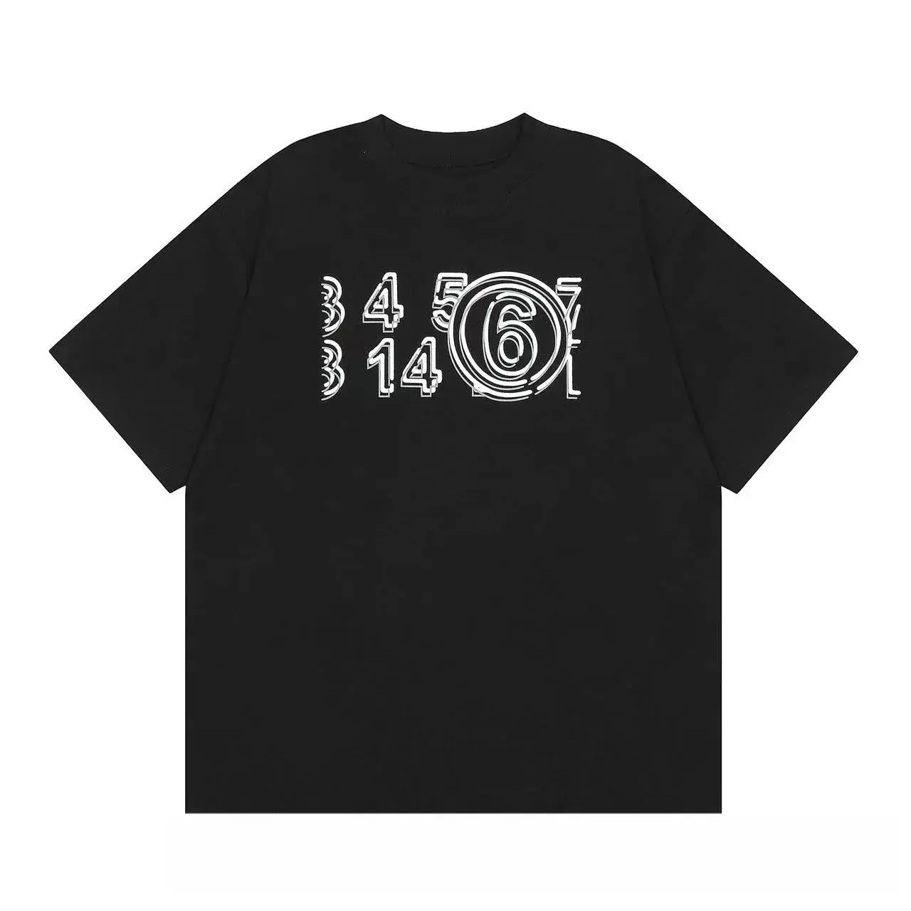 2026 new Round-neck short-sleeved Tee with pattern misaligned hand-drawn digital art suitable for both as a casual style