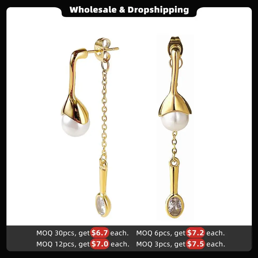ENFASHION Special Spoon Pendant Earring Stainless Steel Gold Color Drop Earrings Pendientes Mujer Fashion Jewelry Party E221364