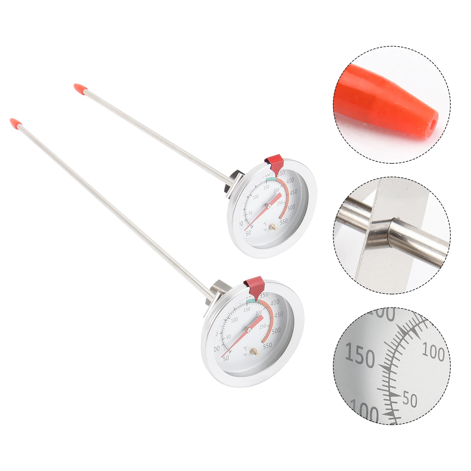 

2 Pcs Temperature Gauge Stainless Steel Kitchen Thermometer for Deep Fryer Food Meat Baking Cooking Poultry Steak Precise