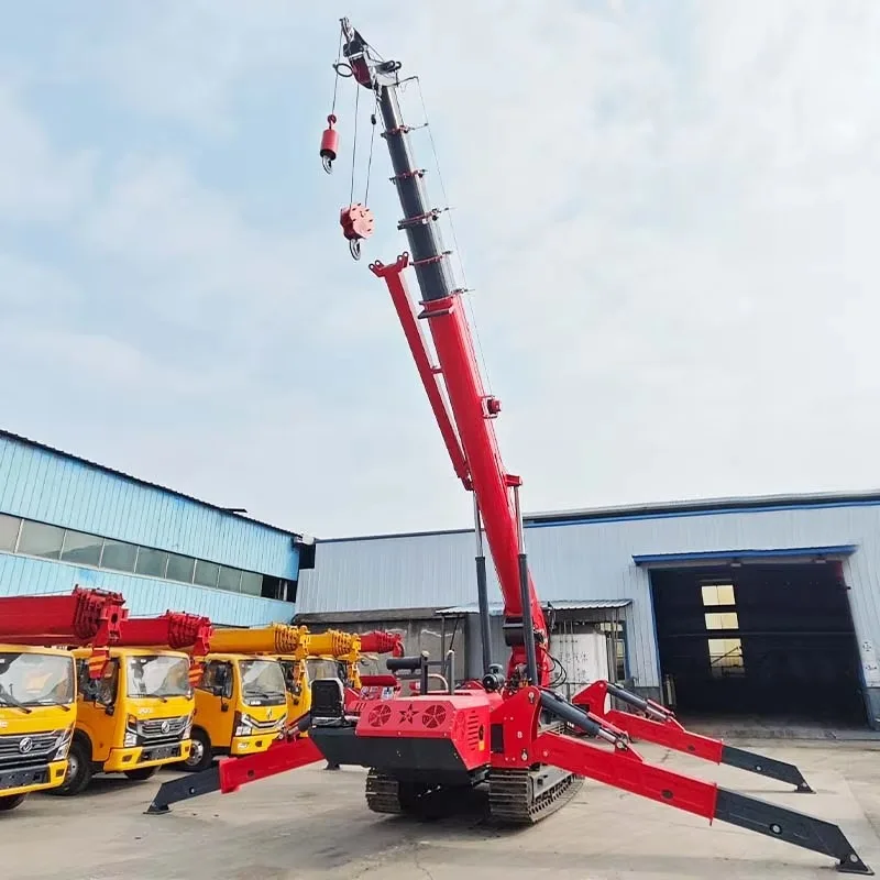 2 Ton Diesel Spider Crane Crawler Crane Mini Crane Telescopic Boom Wireless Remote for Narrow Space Lifting Work