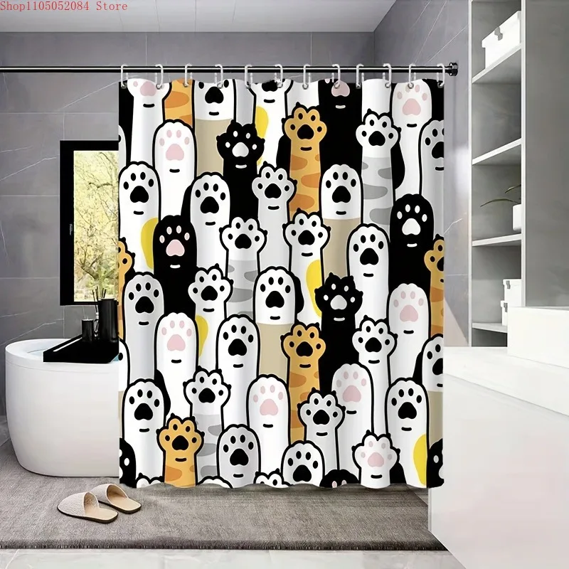 

Easy Clean Shower Curtain With Hooks Mildew Resistant For Home And Commercial Use