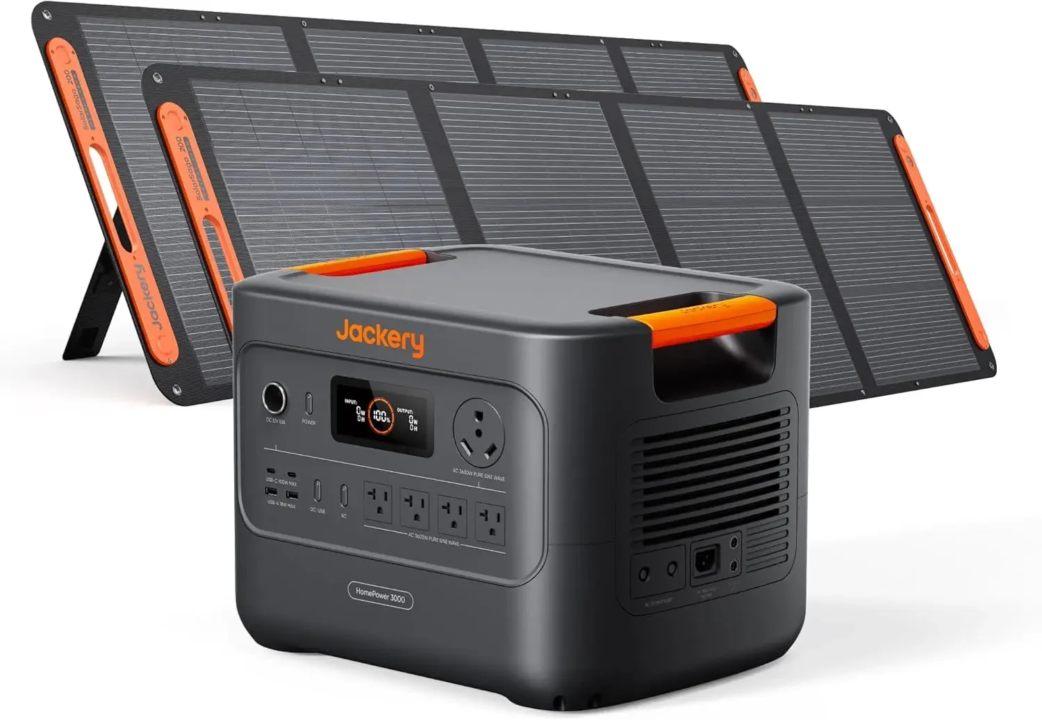 Jackery HomePower 3000 Portable Power Station with 2X 200W Solar Panels, 3600W (Surge 7200W) Output, 3072Wh LFP Battery Solar Generator, Essential Backup for Home Use, Power Outage, RV,