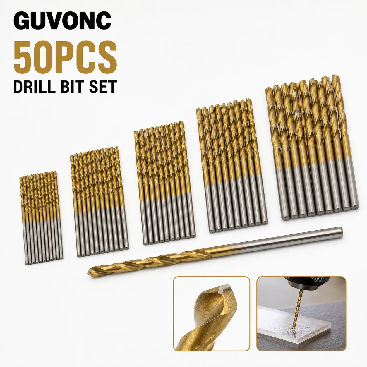 Woodworking Resin - 50個入りミニツイストドリルビットセット 1‑3mm、ストレートシャンクマイクロHSSドリルビット（木材、プラスチック、樹脂、軟金属用）