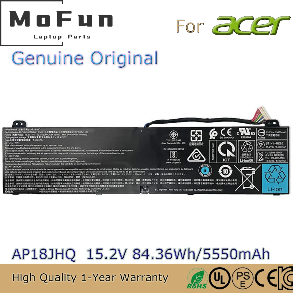 

Brand New Original AP18JHQ 15.2V 84.36Wh Laptop Battery for Acer Predator TRITON 500 PT515-51-550J 745Q 74D3 70PV 727U