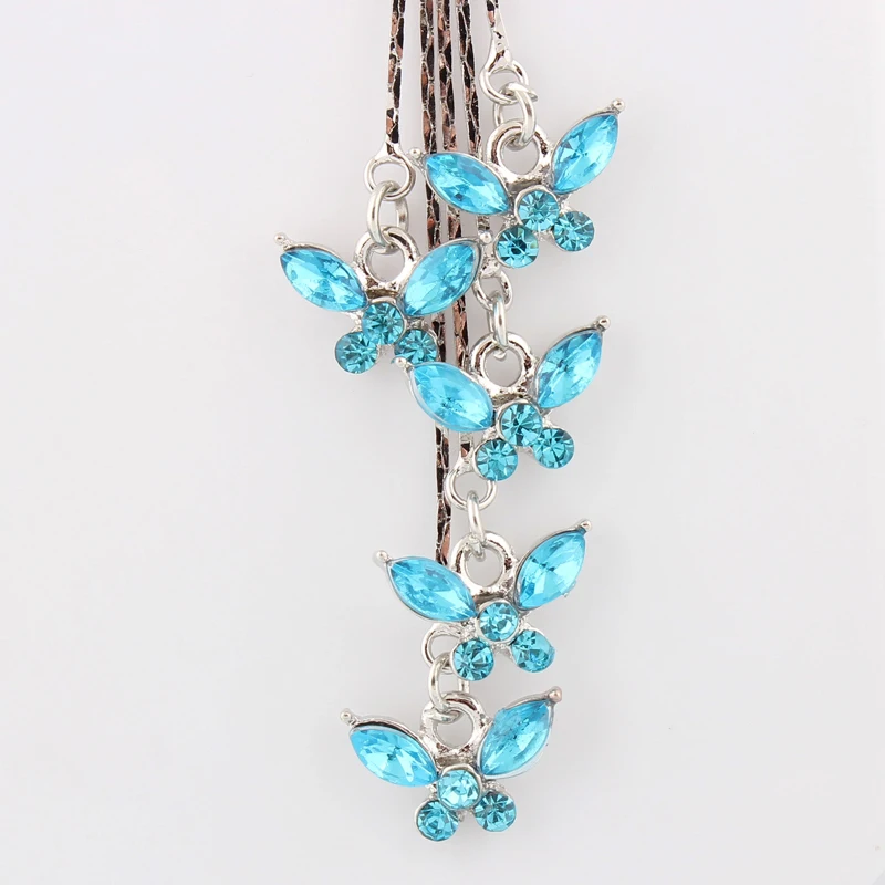 Crystal Tassel Butterfly Navel Bar Body Piercing Belly Button Ring  Fashion Navel Ring 14G 316L Surgical Steel Bar Nickel-free
