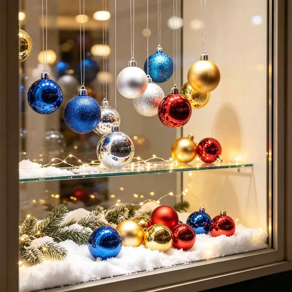 Decorative Window Hanging Ornaments Christmas Tree Ornaments 24 Pcs Mini Christmas Ball Ornaments Shatterproof for Holiday