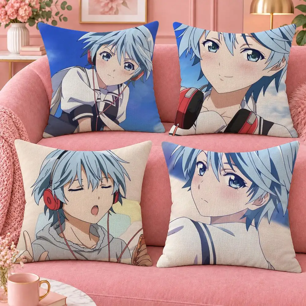 Anime Music Romance Fuuka Cushion Cover Cute Cartoon Throw Pillow Cover Soft Plush Cushion Cover Sofa Bedroom Home Decor