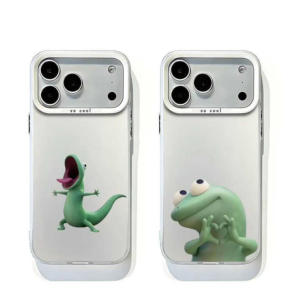 

L-Li_zards White Matte Bumper Cover For iPhone 17 16 15 14 13 12 11 Pro Max Large Camera Hole Case