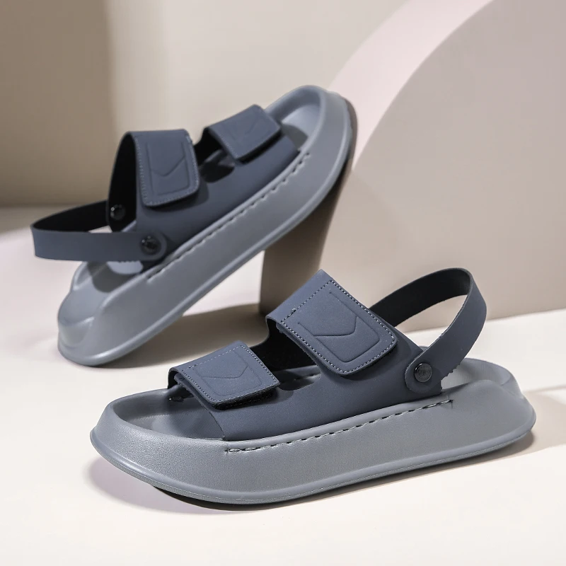 Simple Single Band Men Flat Sandals Matte Texture Monochrome Design Wear Resistant Outsole Daily Stroll Beach Holiday Footwear