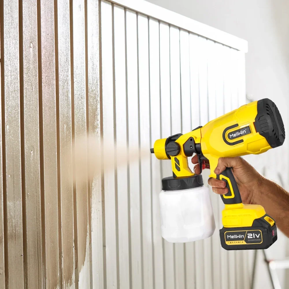 MELLWIN Kabelloser Elektrischer Farbsprüher 1200ML HVLP Tragbare Airless-Spritzpistole 42000 U/min 1500CC/Min Farbsprüher mit Leistungsanzeige für Haus, Auto, Möbel, Stahlbeschichtung für Makita 18V Akku – Detail 12