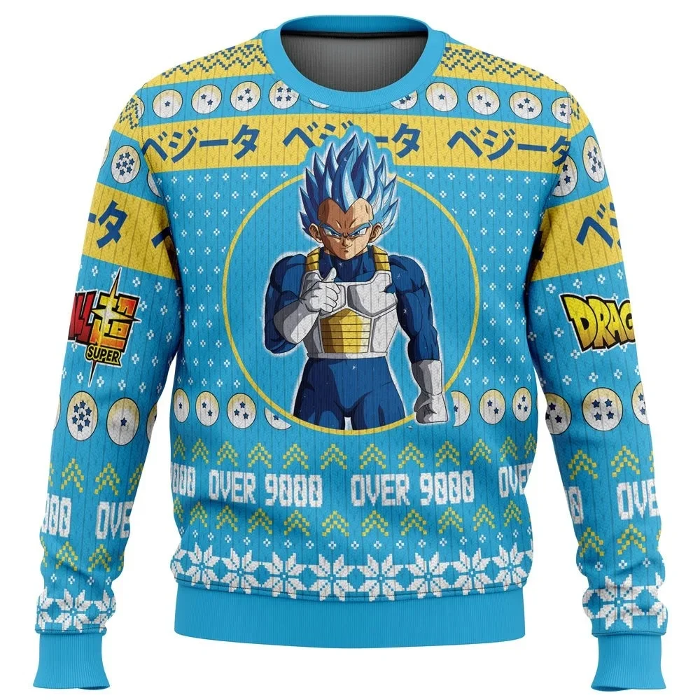 Anime Dragon Ball Charakterbild, 3D-Weihnachtsstil, hässlicher Pullover, Herren-, Kinder- und Erwachsenen-Sweatshirt mit Rundhalsausschnitt, passende Familienkleidung. – Detail 4