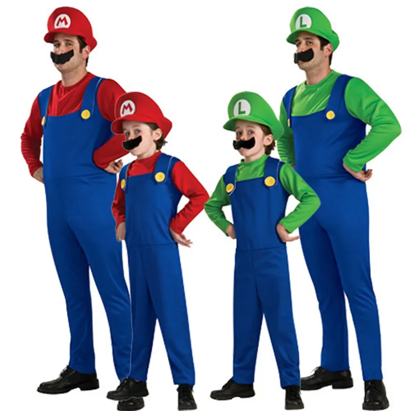 Disfraces de Super Brothers Luigi Bros para Halloween, juego de fontanero, ropa de fiesta