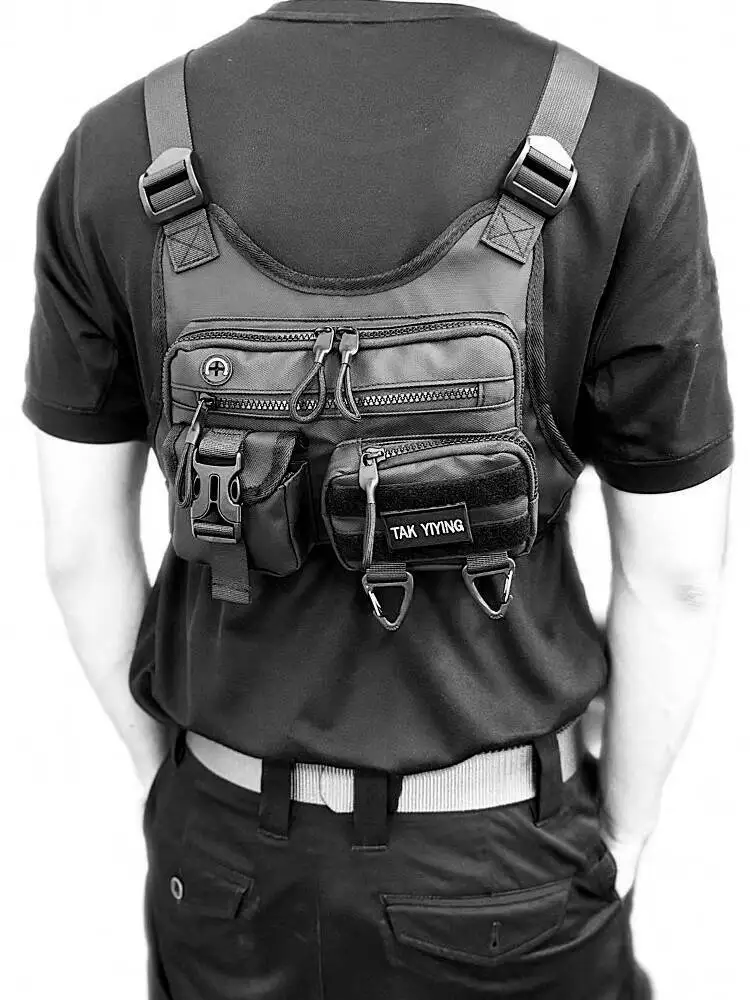 Street Trendy Functional Chest Bag 2nd Gen Tactical Cargo Cycling Pack Ins Motorcycle Vest Bag Stylish Chest Pouch