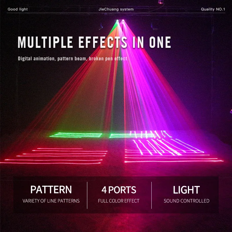 4 Köpfe & 4 Augen & 4 Loch RGB Gelb Voll farbe Doppels chicht Mini Disco Laser DJ Projektor Licht für Club