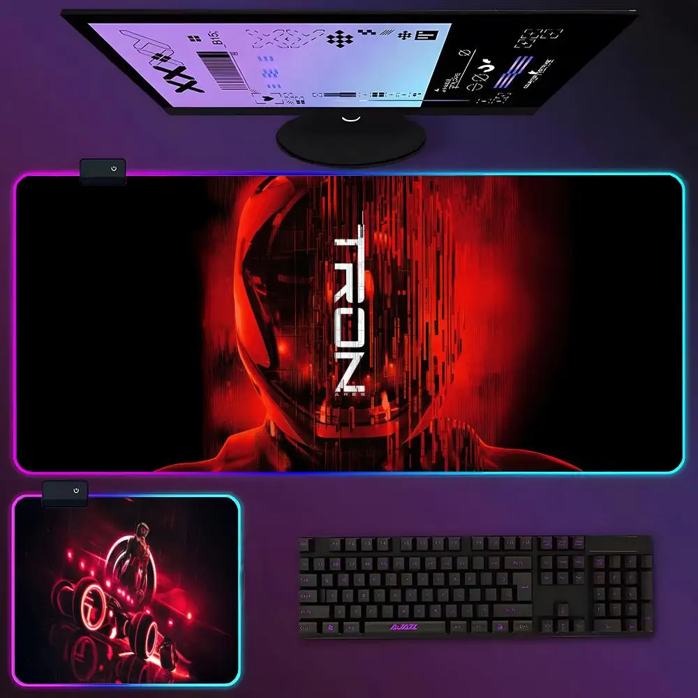 

Коврик для мыши Tron Ares RGB светящийся 900X400 мм большой настольный коврик Нескользящий очень большой игровой офисный коврик для мыши