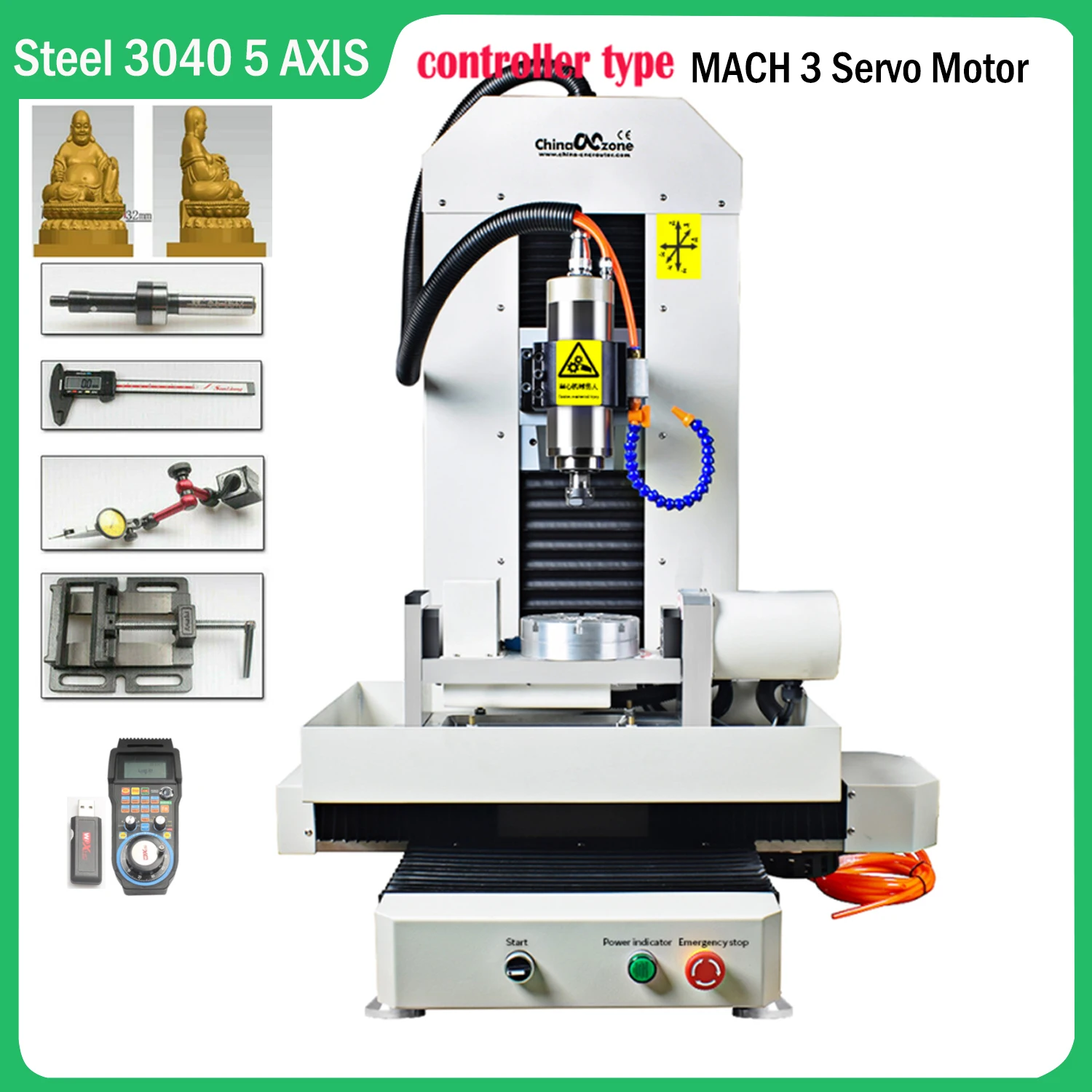 [DDP TO EU] Steel CNC 5 Axis 2.2kw Engraving Machine Metal Frame MACH 3 USB Servo Motor Steel 5 Axis for Aluminum Copper Metal