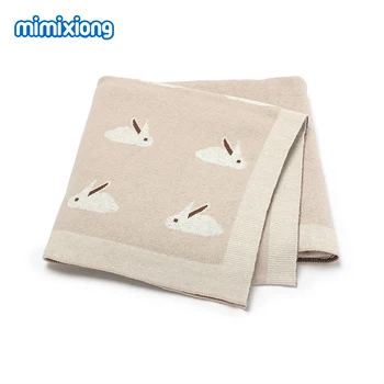 Coperte di cotone per neonati neonati ragazzi ragazze coniglio pasquale lavorato a maglia Swaddle Wrap Covers per passeggino biancheria da letto 100*80cm tappetini da gioco per neonati