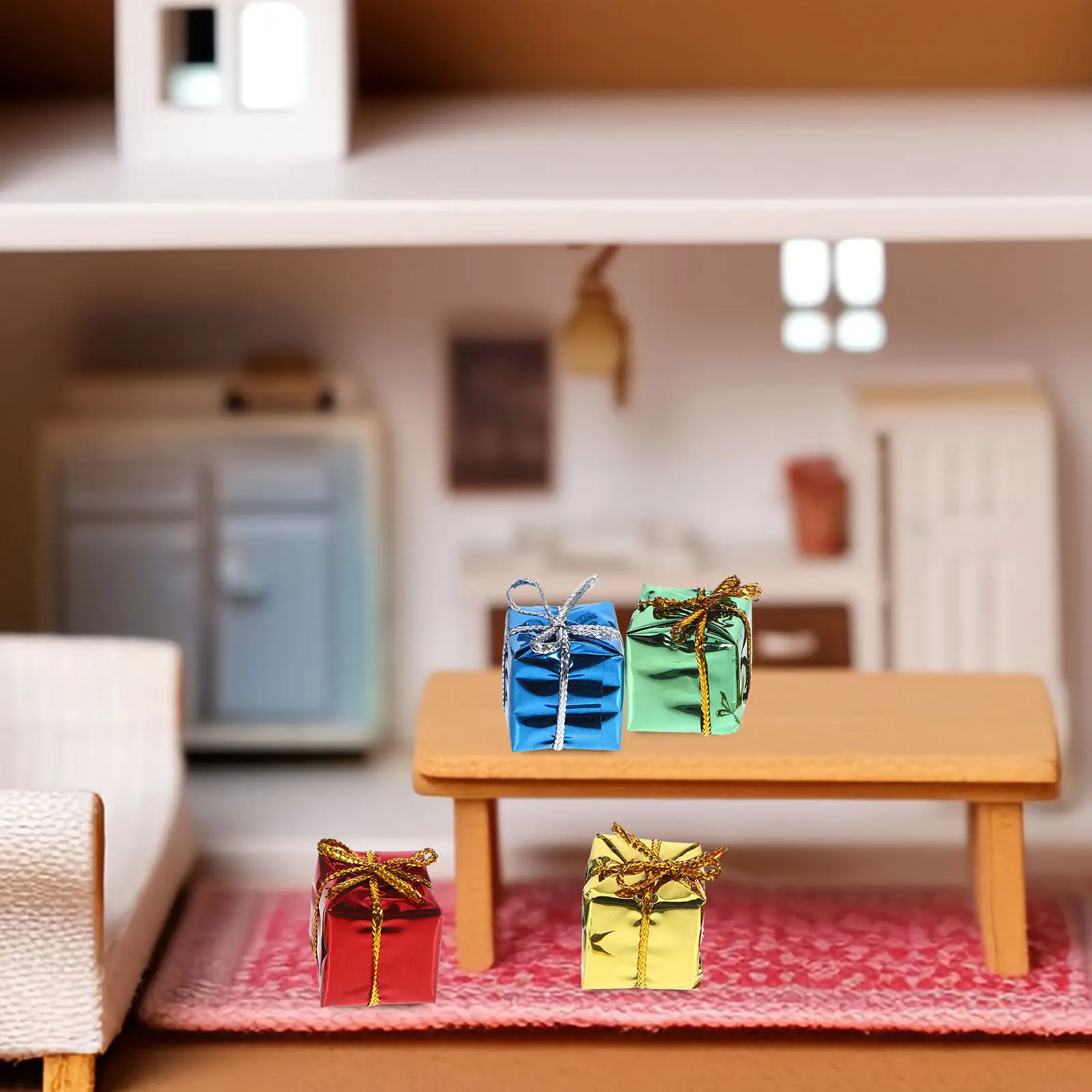 

1Set Mini Xmas Gift Box Collection Stable Craftwork Christmas Tiny Decorations Home DIY Layout Showcase Ornament