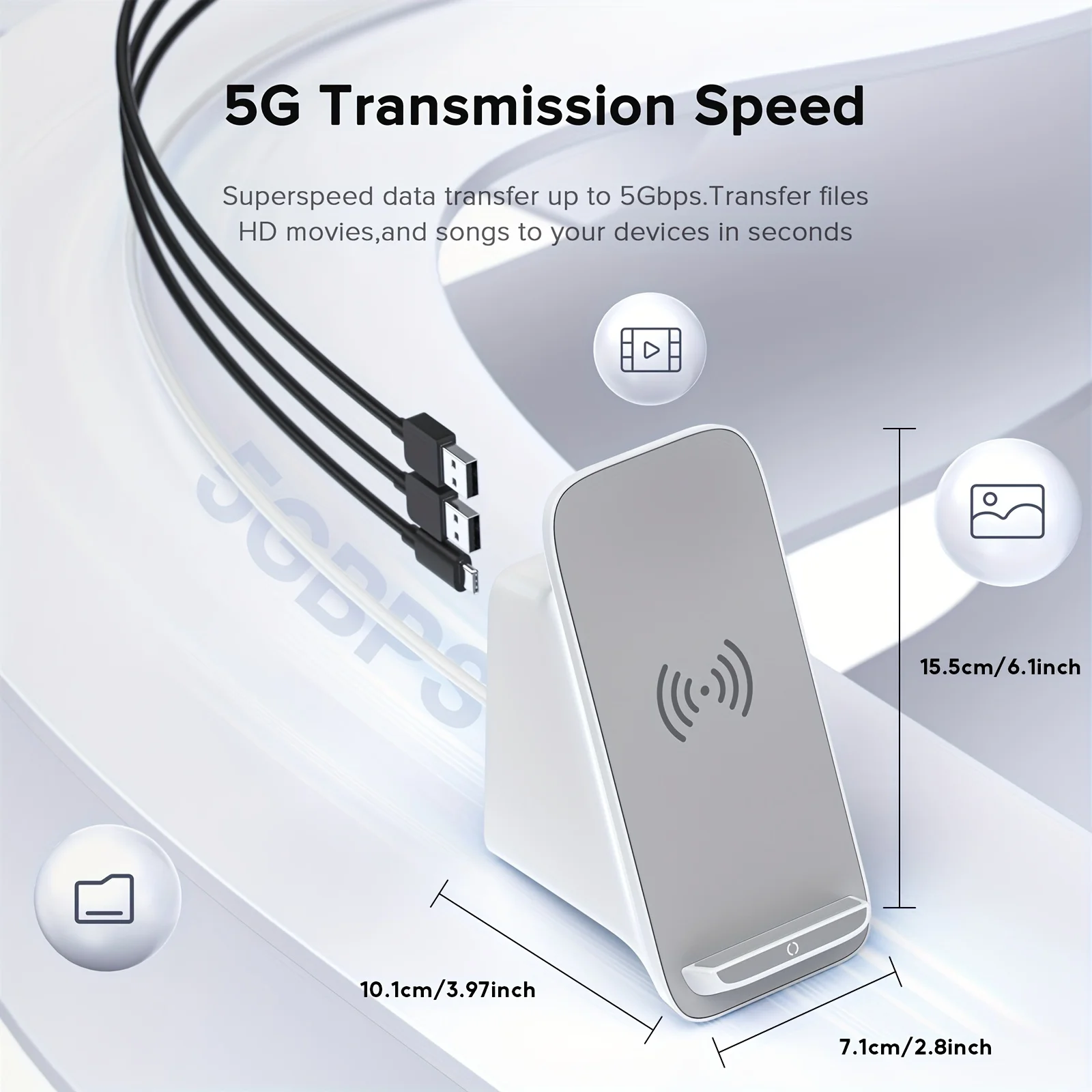 PULWTOP 8-IN-1 Laptop Docking Station, 10W Max Wireless Charging Pad, 4K@60Hz HDMI Display ,5 USB Ports PD100W RJ45, 36W DC