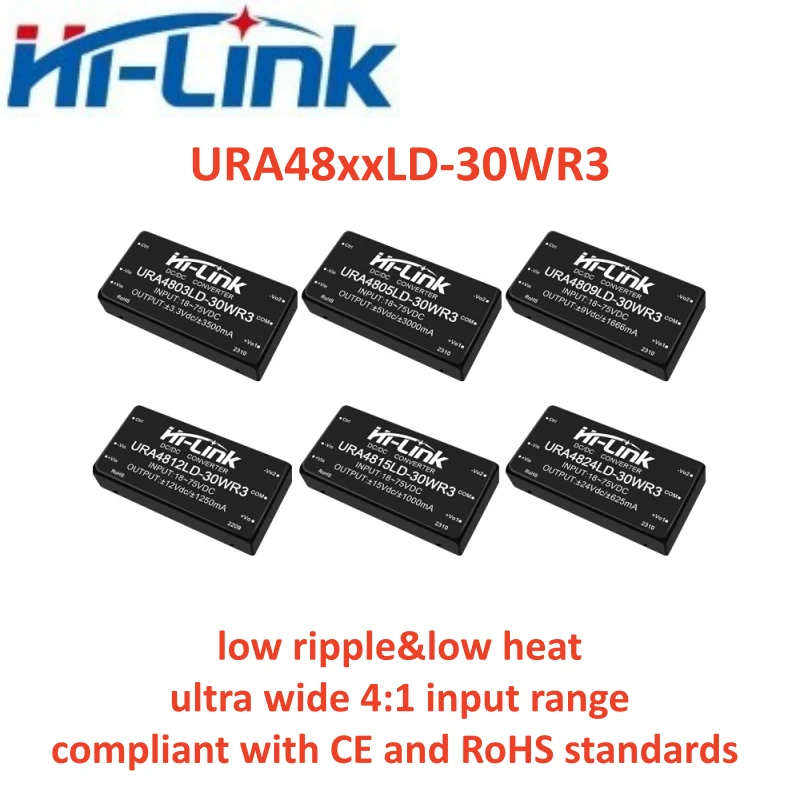 3-個の-hi-link-ura4812ld-30wr3-30w-48v-入力-dc-dc-コンバータ-18-～-75v-ワイド電圧デュアル正負出力産業用モジュール