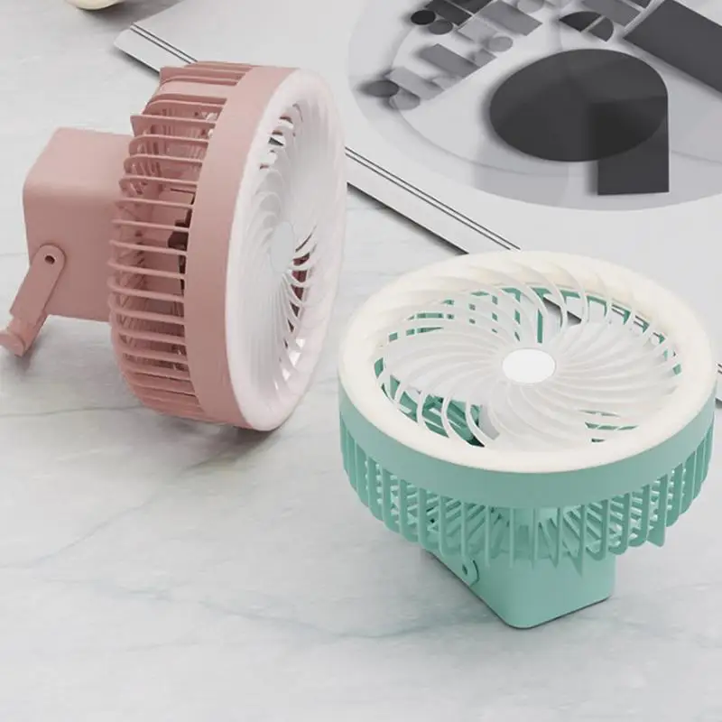 Small Desk Fan Personal Fan With LED Light Desktop Fan Rechargeable Personal Fan 3 Speed Adjustable Portable Fan For Indoor