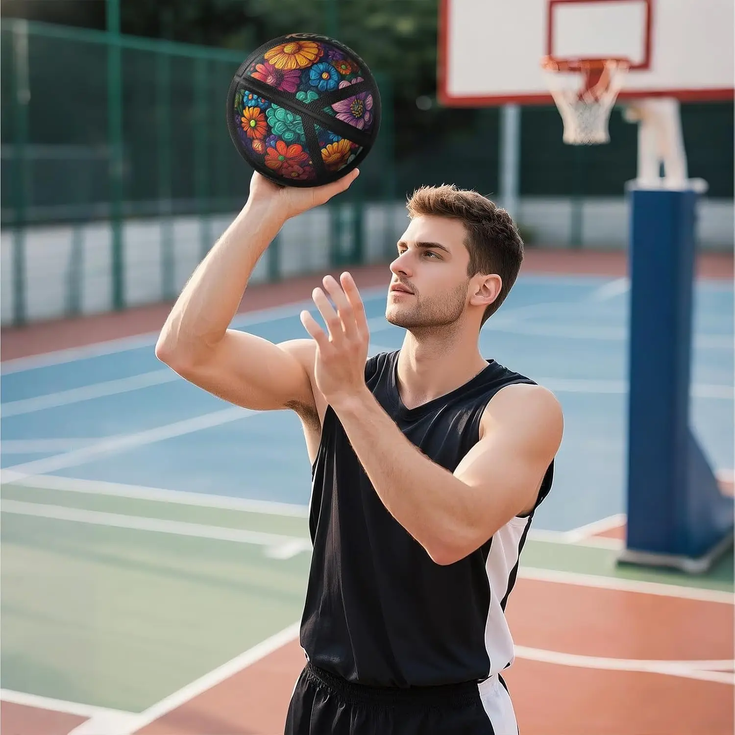 Баскетбольный мяч Kuangmi Love Lucky Series, официальный размер 7 (29,5 дюйма), художественный мяч ограниченного коллекционного выпуска