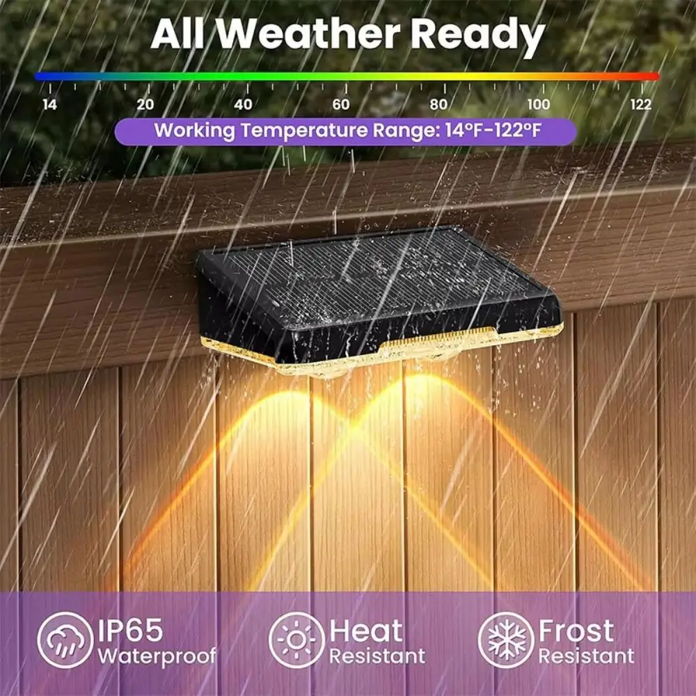 Waterproof Solar Deck Lights 3/9 Mode LED Light Solar Step Lights Shockproof Warm White Solar Fence Lamp Garden Decor