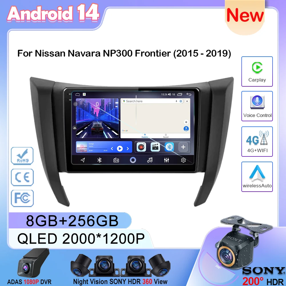 

Android For Nissan Navara NP300 D23 IV 4 Frontier 2017 - 2021 Multimedia Car GPS Player Navigation Radio Stereo 5G CPU TV DVD BT