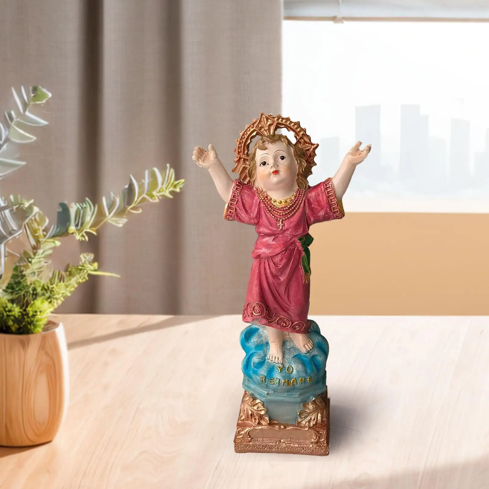 Divino Nino Estatua Jesus Figures 20.5cm Height Collectible Painted Xmas Decoration for Shelf Cabinet Home Livingroom Church