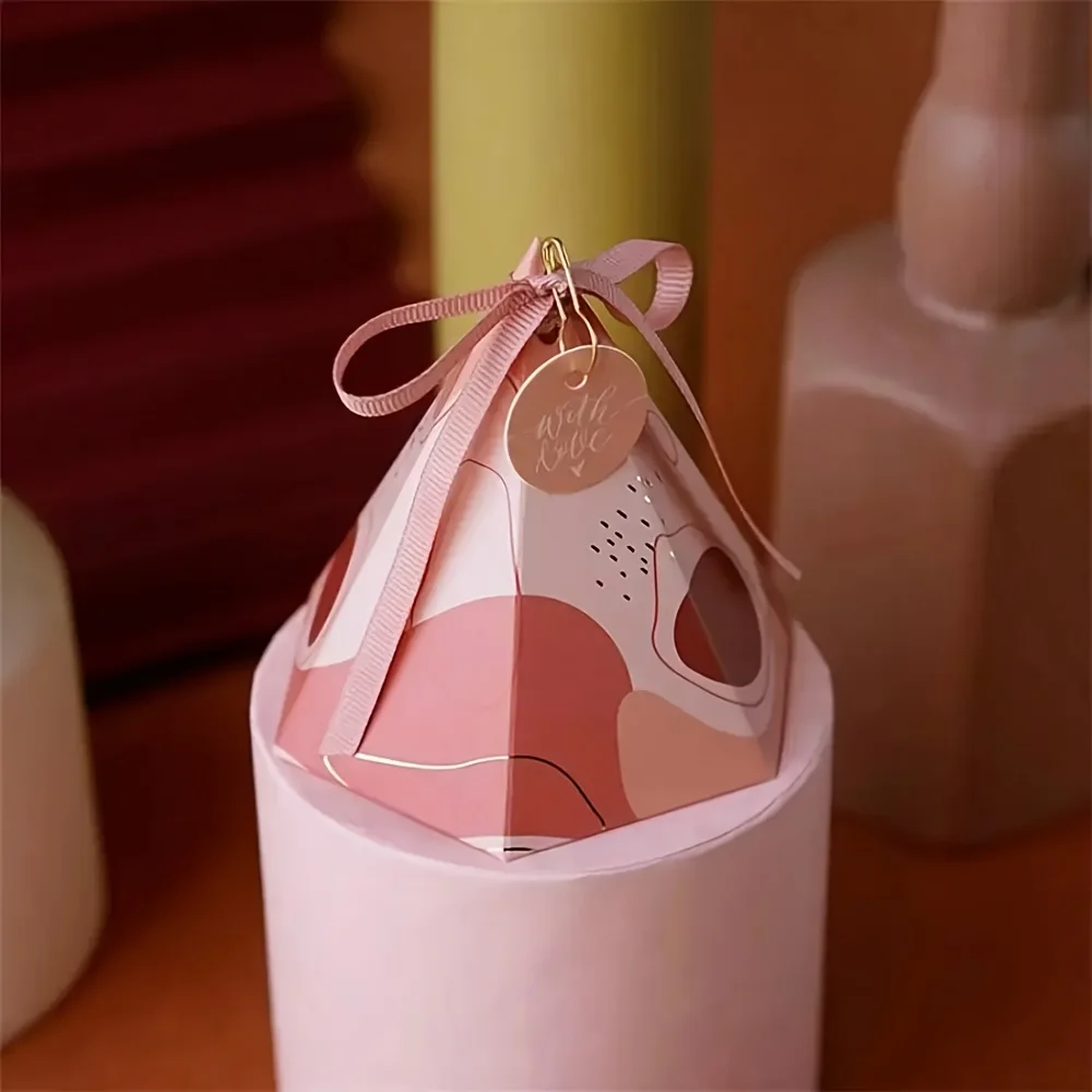 20 قطعة صندوق ورقي متعدد الألوان بستة جوانب مع بطاقة شريطية بسكويت صغير حلوى الشوكولاتة هدية حفلة مهرجان حفلة تخرج #4