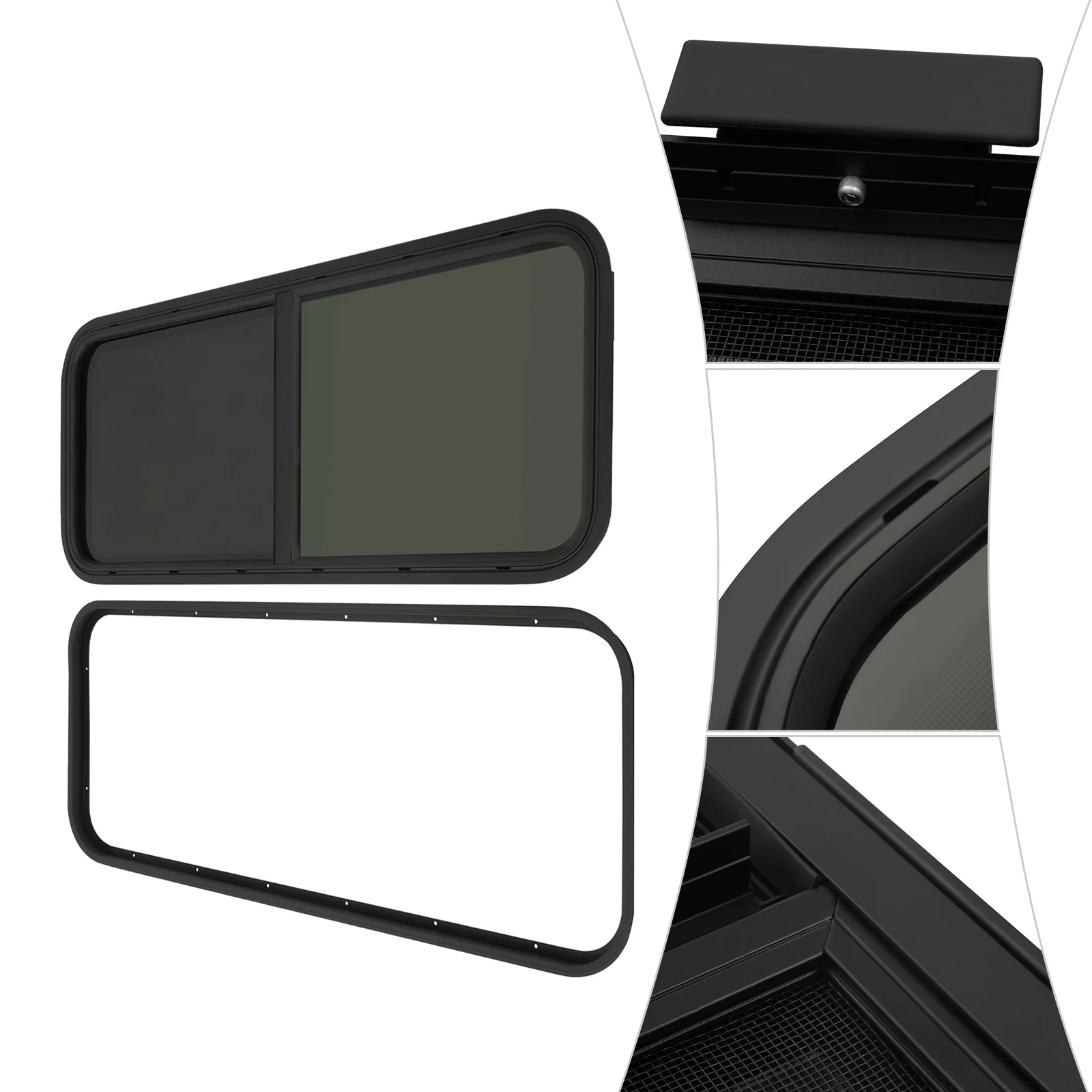 نافذة منزلقة أفقية RV مقاس 42 بوصة × 22 بوصة مع شاشة ناموسية، عالمية لمقطورات RVs مع صفائح معدنية مقاس 2-6/48-55 مم #4