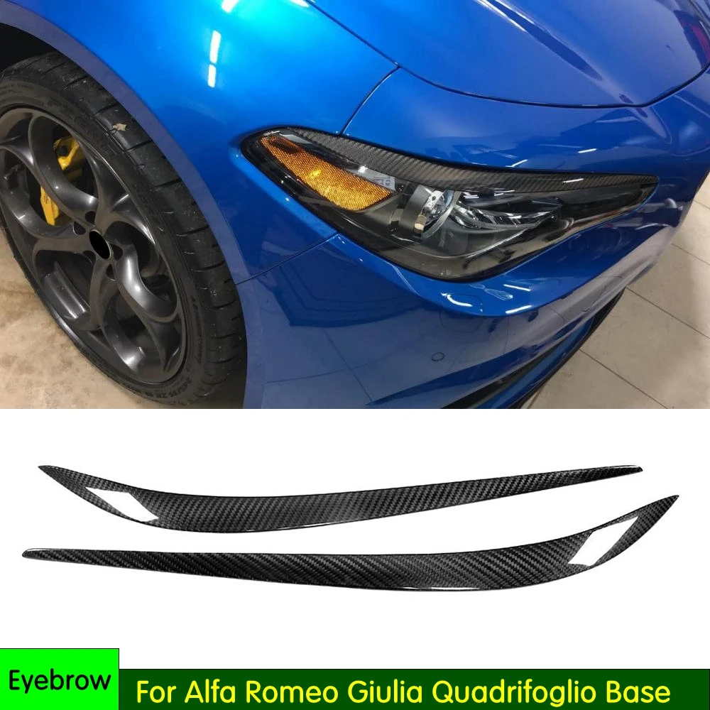 Dry Carbon Fiber Front Headlamp Eyebrow Headlight Eyelids for Alfa Romeo Giulia Quadrifoglio Base Verde TI Sedan 4Door 2015-2018