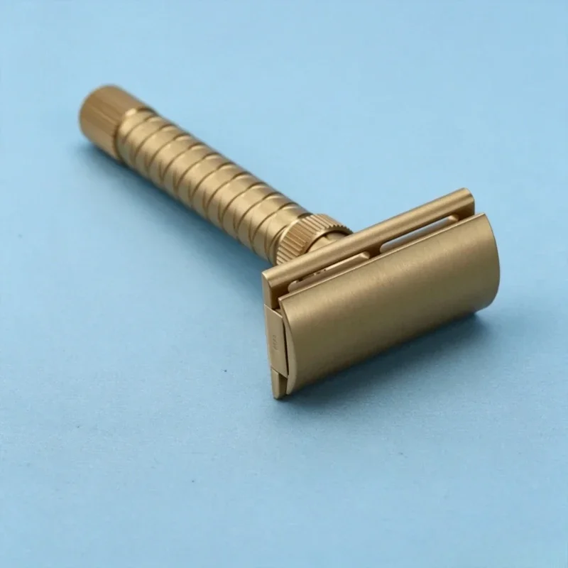 YAQI Adjustable Safety Razor Double Edge DE Razor 1-6 Settings Brass Matte Spiral Handle for Men Wet Shaving