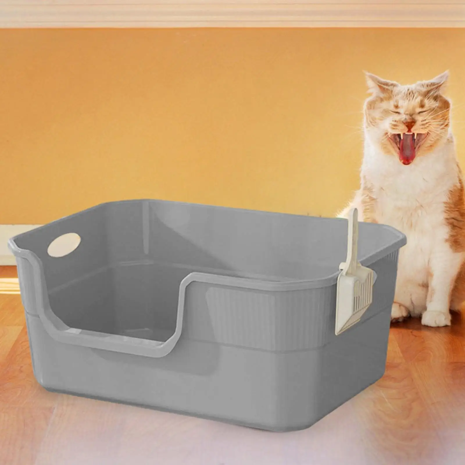 Open Top Pet Litter Box Splashproof Cat Toilet for Small Medium Large Cats