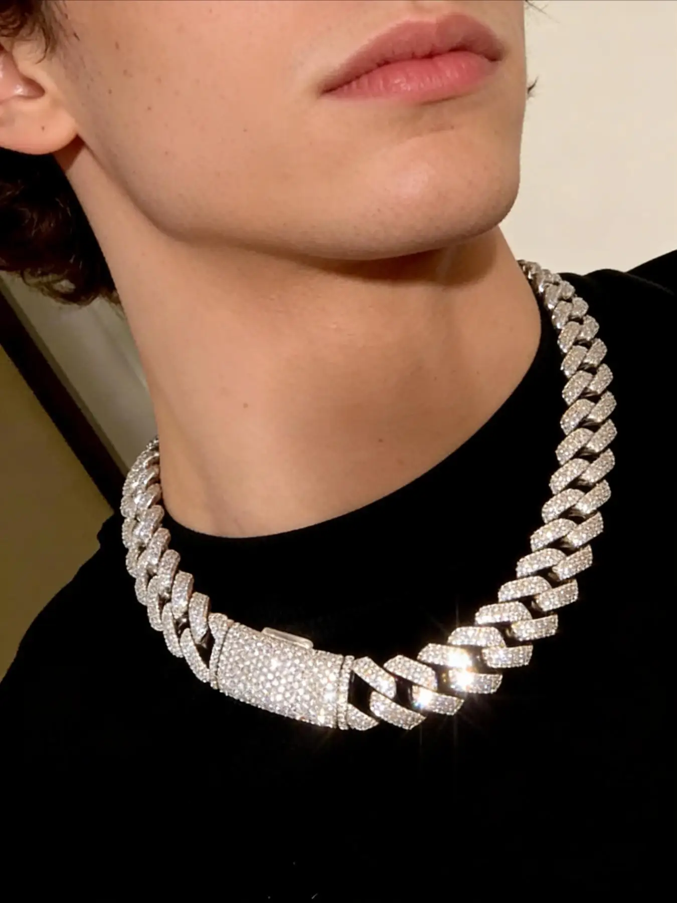 New custom high-quality 4row 20mm high-density ice diamond Mai hiphop rap style Cuban chain necklace,Halloween Thanksgiving gift